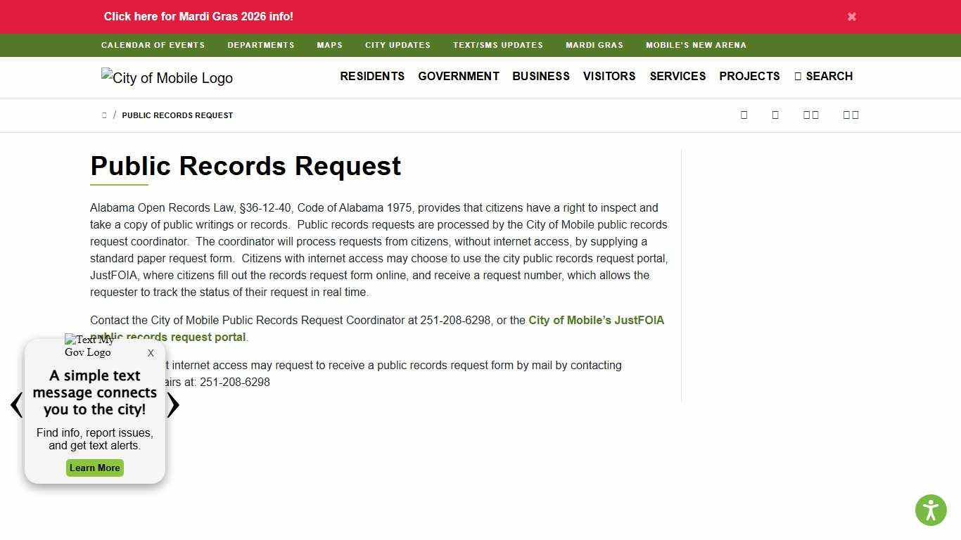 Public Records Request : City of Mobile